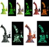 Halloween Style Hookahs Glow In The Dark Oil Dab Rigs Unique Glass Beaker Bongs Showerhead Perc Water Pipes 14mm Female Joint With Bowl