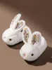Pantoufle mignon lapin blanc pantoufles enfants fourrure mocassins maison chaussures chaudes enfant garçon diapositives peluches bambin filles chausson 220919