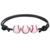 Basketball Football Rugby Baseball Pendants Tennis Charm Bracelets for Men Women Handmade Adjustable Leather Rope Ball Sports Wristband RRE14290