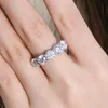 Cluster Rings AEAW 10K White Gold 4CTW 6 мм 5pcs DF Круглый обручальный обручальный обручальный свадебный лабораторий