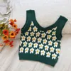 Pullover Kids Girls Knitted Sweaters Floral Print Sleeveless Vest Arrival Children Spring Autumn Clothes Red Brown Black Vest 220919