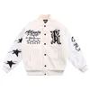 Men's Jackets Hip Hop Varsity Jacket Gothic Letters Pearl Embroidery Mens Bomber Coats Winter Streetwear Oversized Baseball Unisex