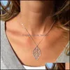 Pendant Necklaces Simple Long Sier Chic Infinity Cross Bird Leaf Chain Pendant Fashion Necklaces For Women Jewelry Gift Drop Delivery Dhzpw
