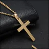 Pendant Necklaces Stainless Steel Titanium Faith Crucifix Cross Pendant Necklace Choker Gold/Black Chain For Men Women Jewelry Jesus Dh0D6