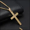 Collares colgantes Acero inoxidable Titanio Fe Crucifijo Cruz Colgante Collar Gargantilla Oro / Cadena Negra Para Hombres Mujeres Joyería Jesús Dh0D6