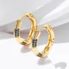 Orecchini a cerchio ESSFF color oro appeso ragazza moda donna alta qualità piercing cristallo blu zirconi cerchio cerchi femminili