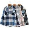 Femmes Fourrure Faux Automne Hiver Plaid Vestes Laine Mélange Manteau Mode Bouton Épais Vintage Casual Bureau Chaud Surchemise Dames Outwear Chic Tops 220916