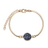 Trendy Raw Stone Round Bangle Stainless Steel Chain Personalized Charm Adjustable Women Bracelet