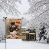 Drapeau de jardin à thème, décorations de noël, 30x45cm, pour vacances d'hiver, cour extérieure, bonhomme de neige, bannière en lin, décor de Festival