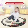 O clássico trem de Natal trilhos brinquedos com luzes e sons motor de locomotiva operada por bateria e 11,5 pés de brinquedo eletrônico