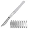 Couteau 10pcs no. 11 ou 23 Pares de scalpel chirurgical en acier en acier avec handle 1pc Scalpel DIY outil de coupe PCB Réparation Animal