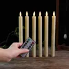 Candles Pack of 6 Battery Operated Flickering Taper With Remote Control 10 Inch Flameless Electronic Candle LED Happy Year 220919