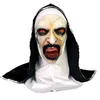 The Horror Scary Nun Máscara de látex Pañuelo Valak Cosplay para disfraces de Halloween Máscaras faciales con tocado HH22-299
