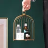 Hooks Wrought Iron Golden Bird Cage Multi-Layer Shelf Home Living Room Bedroom Desktop Cosmetic Storage Rack Nordic Art Makeup Organiz