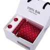 Bow Ties Fashion Gift for Men In Holiday Wedding Group Party Tie Handky Cufflink Set Red Gold Striped Designer NecTie Business