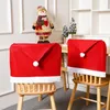 Noel Dokunmayan Sandalye Kapağı Noel Baba Şapkası Yemek Sandalyeleri Slipcovers Noel Kırmızı Sandalye Arka Dekor