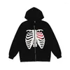 Mannen Hoodies Skeleton Zip Up Hoodie Mannen Hip Hop Goth Lange Mouw Mode Sweatshirts Casual Losse Vrouwen Streetwear Y2k kleding