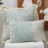 Pillow Lace Vintage Cover 45x45cm/30x50cm Retro Green Cotton Linen With Tassles For Home Decoration Living Room