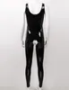 Womens Lingerie One-piece Catsuit Costumi Wet Look Tuta in pelle verniciata U Neck senza maniche Crotchless sexy Body Pagliaccetto Tuta