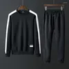 Men's Tracksuits Loldeal Solid Long Sleeve Sport Pullover & Sweatpant Set Tracksuit Men Athletic Full Zip Warm Sweat Suits