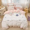 Наборы постельных принадлежностей роскошные цветы вышиваемая набор принцессы вымытые ватные обожаки стеганое одеяло/одеяло для крышки для кровати.