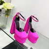 15cm High Heel Dress Shoes Sandals Ladies Leather Super 15Cm Pimps Silk Satin Diamond Polyurethane Bottom Party Wedding Buckle Dress Women Marry Jane