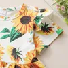 Roupas conjuntos de roupas doces garotas roupas de verão impressão floral manga curta t-shirt tops casuais shorts jeans rasgados
