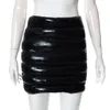 Skirts Mini Sexy Bubble Puffer Dress Skirt 2022 Women Clothing Nightclub Party Outfit Y2K Streetwear Silver Leather Pencil