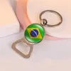 Bottle Opener Keychain Football Key Rings Country Flags Beer EDC Souvenir Qatar Spain Portugal Brazil Soccer Fans Gift Car Keyrings Holder