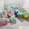 Porte-clés mignon en peluche kaki lapin fourrure porte-clés enfants sac ornements pendentif femmes voiture anneau bijoux bibelots cadeaux d'anniversaire 99 D3 D Dh8my