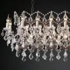 19th C. Rococo Iron Crystal 직사각형 샹들리에 빈티지 LED 식당을위한 소박한 샹들리에 가벼운 홈 장식용 캔들 램프
