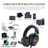 Headsets 9D Stereo Headset Gamer PC Gaming Headphones with Microphone 50mm Loudspeaker RGB LED Wired Earphone For Phone PS4 PS5 T220916