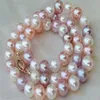 Fijne parels sieraden 7-8 mm natuurlijk wit roze paarse multi-kleuren parelketting 18 245k