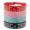 Hundhalsar Rhinestone Collar 3 Rows Suede Leather Diamante Cat Puppy 5 Färger för små medelstora hundar Chihuahua Yorkshire