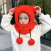 Berets 11 Colors Fashion Winter Super Adorable Children Hood Boys And Girls Ear Cap Plus Velvet Tide Kids Hat Scarf