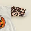 Rompers 0712 LIORITIIN 018M Spädbarn Baby Girls Halloween Bodysuit Pumpkin Leopard Tryck Långärmad jumpsuits 220919