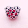 Red and Pink Hearts Charm ملحقات المجوهرات الفضية الأصيلة الجنيه الاسترليني مع صندوق أصلي لقلادة سوار باندورا بانغ