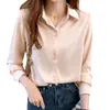 2022 Autumn Long Sleeve Satin Blouses Office Lady Silk Shirts Women Tops Fashion Button Up Vintage Clothes Blusa Elegant