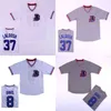 GlaC202 Hot Bull Durham #8 Crash Davis #37 Nuke' LaLoosh Stitched Movie Maglia da baseball Bianco GrigioSpedizione gratuita