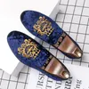 Luxury Suede Men's Dress Shoes Brand Designer Denim Overshoes Brogues Business Leather Strap Embroidery Size Plus 38-45