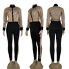 J2744 European and American women'sTwo Piece Pants autumn new fashion digital printing long-sleeved suit