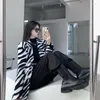 Women's Suits Zebra Pattern Woolen Coats Women's Clothing Spring Autumn Jackets Korean Loose Outerwear 2022 Long Blazers Suit Fp400