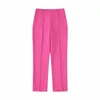 Femmes deux pièces pantalons automne mode plume droite blazers femmes bouton unique rose veste dame élégant solide à manches longues vêtements d'extérieur chic hauts 220919