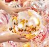 Décorations de fête créatives Enfants Poudons cadeaux gonflables Pink Sequins Farging Latex ballon transparent d'anniversaire transparent de chambre festive décor Ballons