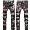 Jeans masculin Américain de la mode européenne américaine masculine personnalité des hommes de la personnalité des hommes de la peinture de couleur imprimer graffiti slim long