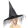 Beanies Halloween Party Witch Hats Mesh Fashion Women Masquerade Cosplay Magic Wizard Cap For Clothing Props Makeup Bucket Hat