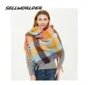 Berets 2022 Women Winter Thicken Long Size Colorful Plaid Scarf Warm Fashion Scarves & Wraps 50 190