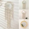 Espejos Boho Macrame Tapiz Colgante de pared Espejo para la decoración del hogar Arte tejido a mano Habitación decorativa