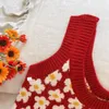 Pullover Kids Girls Knitted Sweaters Floral Print Sleeveless Vest Arrival Children Spring Autumn Clothes Red Brown Black Vest 220919