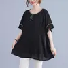 Blusas femininas 125 kg Busto 138 cm de verão feminino de chiffon de verão 5xl 6xl 7xl 8xl temperamento casual solto top de mangas curtas